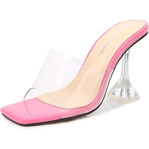 image:imageHee grand Women Summer Clear Heels SlideSandals Transparent Peep Toe Stiletto Wedding Party Dress ShoesPink