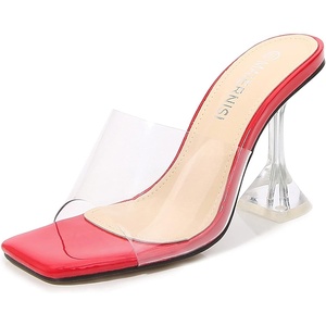 image:imageHee grand Women Summer Clear Heels SlideSandals Transparent Peep Toe Stiletto Wedding Party Dress ShoesRed
