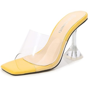 image:imageHee grand Women Summer Clear Heels SlideSandals Transparent Peep Toe Stiletto Wedding Party Dress ShoesYellow