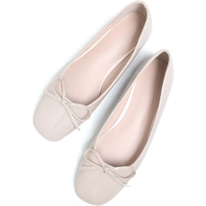 image:imageHee grand Womens Ballet Flats Bowknot Square Toe Dressy Flat Shoes for Casual Work Comfort Slip On FlatsPatent Leatherapricot