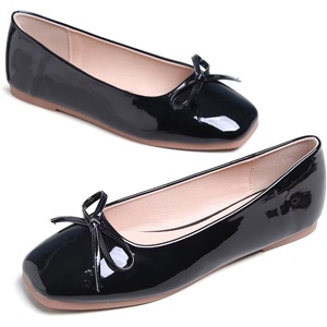 image:imageHee grand Womens Ballet Flats Bowknot Square Toe Dressy Flat Shoes for Casual Work Comfort Slip On FlatsPatent Leatherblack