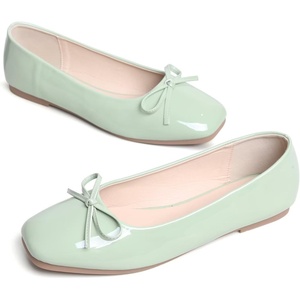 image:imageHee grand Womens Ballet Flats Bowknot Square Toe Dressy Flat Shoes for Casual Work Comfort Slip On FlatsPatent Leatheremerald Green
