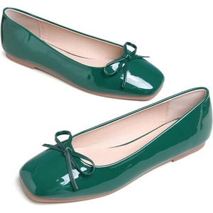 image:imageHee grand Womens Ballet Flats Bowknot Square Toe Dressy Flat Shoes for Casual Work Comfort Slip On FlatsPatent Leathergreen