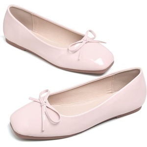 image:imageHee grand Womens Ballet Flats Bowknot Square Toe Dressy Flat Shoes for Casual Work Comfort Slip On FlatsPatent Leathernude Apricot