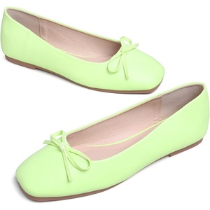 image:imageHee grand Womens Ballet Flats Bowknot Square Toe Dressy Flat Shoes for Casual Work Comfort Slip On FlatsPuapple Green