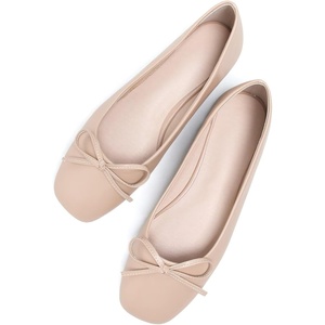 image:imageHee grand Womens Ballet Flats Bowknot Square Toe Dressy Flat Shoes for Casual Work Comfort Slip On FlatsPukhaki
