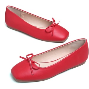 image:imageHee grand Womens Ballet Flats Bowknot Square Toe Dressy Flat Shoes for Casual Work Comfort Slip On FlatsPured
