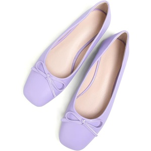 image:imageHee grand Womens Ballet Flats Bowknot Square Toe Dressy Flat Shoes for Casual Work Comfort Slip On FlatsPuviolet