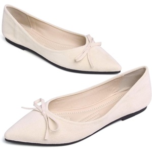 image:imageHee grand Womens BowKnot Ballet Flats Classic Pointy Toe Shallow Flats Casual SlipOn Loafers Comfort Walking Flats Faux Suede Dressy ShoesApricot