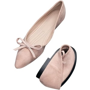 image:imageHee grand Womens BowKnot Ballet Flats Classic Pointy Toe Shallow Flats Casual SlipOn Loafers Comfort Walking Flats Faux Suede Dressy ShoesElegant Pink