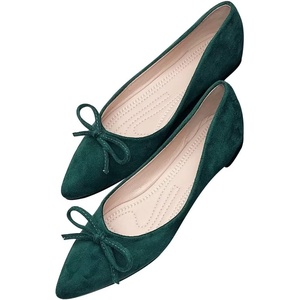 image:imageHee grand Womens BowKnot Ballet Flats Classic Pointy Toe Shallow Flats Casual SlipOn Loafers Comfort Walking Flats Faux Suede Dressy ShoesGreen
