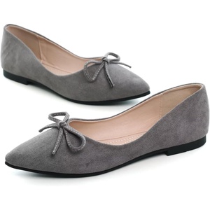 image:imageHee grand Womens BowKnot Ballet Flats Classic Pointy Toe Shallow Flats Casual SlipOn Loafers Comfort Walking Flats Faux Suede Dressy ShoesGrey