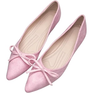 image:imageHee grand Womens BowKnot Ballet Flats Classic Pointy Toe Shallow Flats Casual SlipOn Loafers Comfort Walking Flats Faux Suede Dressy ShoesPink