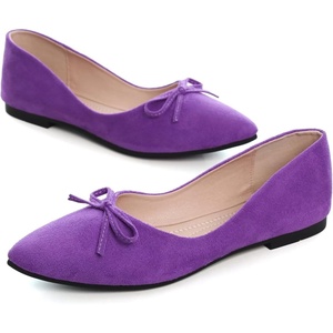 image:imageHee grand Womens BowKnot Ballet Flats Classic Pointy Toe Shallow Flats Casual SlipOn Loafers Comfort Walking Flats Faux Suede Dressy ShoesPurple