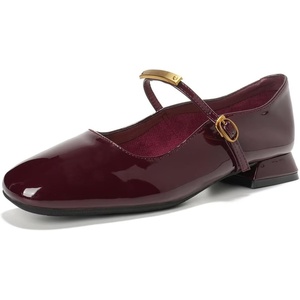image:imageHee grand Womens Chunky Mary Jane Shoes Comfortable Closed Square Toe Block Heels Pumps for WorkWine Red