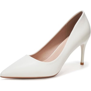 image:imageHee grand Womens Classic Pointed Toe Heel Pumps Fashion Candy Colors Patent Leather Heels Comfortable Mid Heel Work Shoes Stiletto Wedding Dress Shoes210white