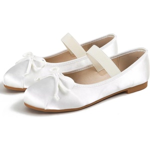 image:imageHee grand Womens Cute Round Toe Ballerina Flats Bowknot Mary Jane Shoes Comfort Dancing Shoes Elegant Satin Dress Shoes521white