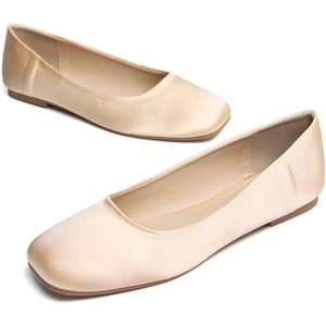 image:imageHee grand Womens Flats Square Toe Ballet Shoes Casual Flats Satin Dress Shoes Comfort SlipOn LoafersSatinchampagne