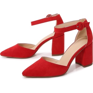 image:imageHee grand Womens Heels Closed Toe Ankle Strap Chunky Block High Heel Sandals Dress Evening Party Platform Pump Shoes055red