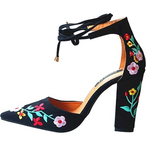 image:imageHee grand Womens Heels Closed Toe Ankle Strap Chunky Block High Heel Sandals Dress Evening Party Platform Pump ShoesEmbroideryblack