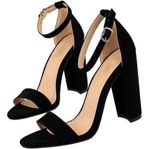 image:imageHee grand Womens Heels Closed Toe Ankle Strap Chunky Block High Heel Sandals Dress Evening Party Platform Pump ShoesSuedeblack95cm