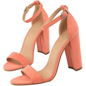 image:imageHee grand Womens Heels Closed Toe Ankle Strap Chunky Block High Heel Sandals Dress Evening Party Platform Pump ShoesSuedepink95cm