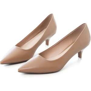 image:imageHee grand Womens Kitten Heels Pumps Classic Low Heel Slip On Closed Pointed Toe Pumps Office Work Dress Pump Shoes033brown2 Inch