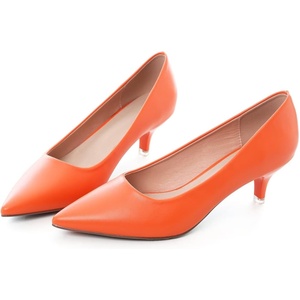 image:imageHee grand Womens Kitten Heels Pumps Classic Low Heel Slip On Closed Pointed Toe Pumps Office Work Dress Pump Shoes033orange2 Inch