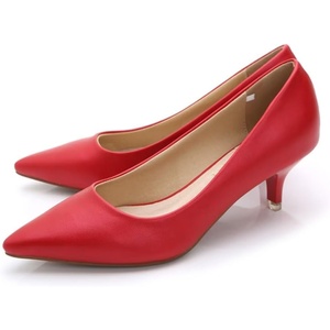 image:imageHee grand Womens Kitten Heels Pumps Classic Low Heel Slip On Closed Pointed Toe Pumps Office Work Dress Pump Shoes033red2 Inch