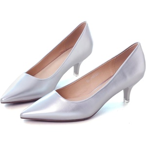 image:imageHee grand Womens Kitten Heels Pumps Classic Low Heel Slip On Closed Pointed Toe Pumps Office Work Dress Pump Shoes033silver2 Inch