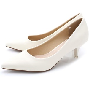 image:imageHee grand Womens Kitten Heels Pumps Classic Low Heel Slip On Closed Pointed Toe Pumps Office Work Dress Pump Shoes033white2 Inch