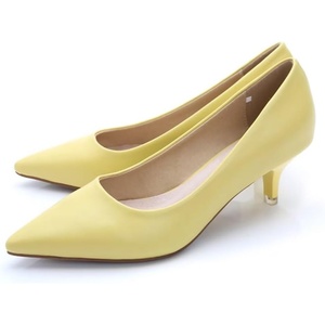 image:imageHee grand Womens Kitten Heels Pumps Classic Low Heel Slip On Closed Pointed Toe Pumps Office Work Dress Pump Shoes033yellow2 Inch