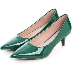 image:imageHee grand Womens Kitten Heels Pumps Classic Low Heel Slip On Closed Pointed Toe Pumps Office Work Dress Pump Shoes084green2 Inch