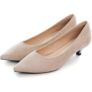 image:imageHee grand Womens Kitten Heels Pumps Classic Low Heel Slip On Closed Pointed Toe Pumps Office Work Dress Pump Shoes129apricot14 Inch