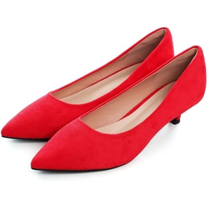 image:imageHee grand Womens Kitten Heels Pumps Classic Low Heel Slip On Closed Pointed Toe Pumps Office Work Dress Pump Shoes129red14 Inch