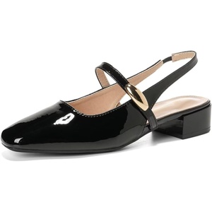 image:imageHee grand Womens Mary Jane Chunky Low Heels Closed Square Toe Ankle Strap Pumps Slingback SandalsBlack