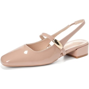 image:imageHee grand Womens Mary Jane Chunky Low Heels Closed Square Toe Ankle Strap Pumps Slingback SandalsNude Apricot