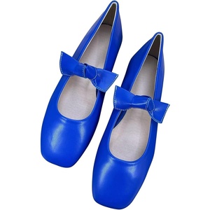 image:imageHee grand Womens Mary Jane Shoes Bowknot Square Toe Dress Shoes Comfortable Strap Ballet FlatsBlue