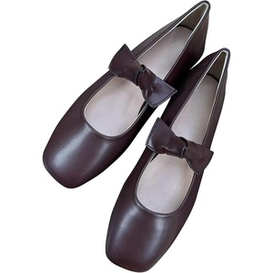 image:imageHee grand Womens Mary Jane Shoes Bowknot Square Toe Dress Shoes Comfortable Strap Ballet FlatsDark Brown