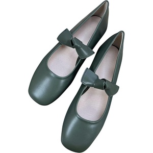 image:imageHee grand Womens Mary Jane Shoes Bowknot Square Toe Dress Shoes Comfortable Strap Ballet FlatsDark Green