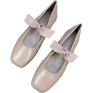 image:imageHee grand Womens Mary Jane Shoes Bowknot Square Toe Dress Shoes Comfortable Strap Ballet FlatsKhaki
