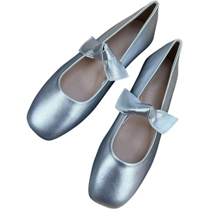 image:imageHee grand Womens Mary Jane Shoes Bowknot Square Toe Dress Shoes Comfortable Strap Ballet FlatsSilver