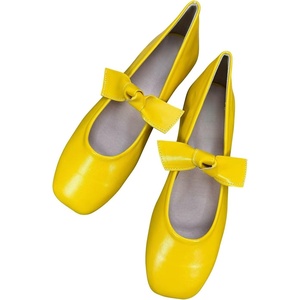 image:imageHee grand Womens Mary Jane Shoes Bowknot Square Toe Dress Shoes Comfortable Strap Ballet FlatsYellow