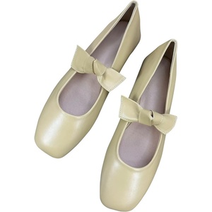 image:imageHee grand Womens Mary Jane Shoes Bowknot Square Toe Dress Shoes Comfortable Strap Ballet FlatsYellow Apricot