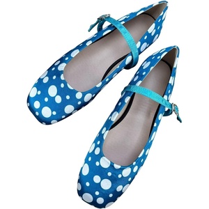 image:imageHee grand Womens Mary Jane Shoes Comfortable Square Toe Ankle Strap Ballet Flats Polka Dot Satin Dress ShoesLake Blue