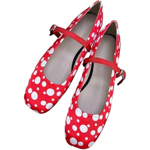 image:imageHee grand Womens Mary Jane Shoes Comfortable Square Toe Ankle Strap Ballet Flats Polka Dot Satin Dress ShoesRed
