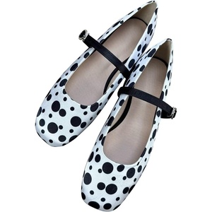 image:imageHee grand Womens Mary Jane Shoes Comfortable Square Toe Ankle Strap Ballet Flats Polka Dot Satin Dress ShoesWhite