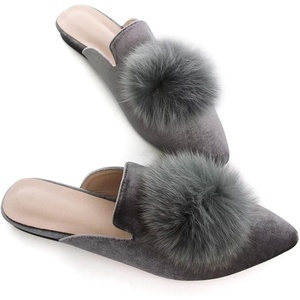 image:imageHee grand Womens Mules Bowknot Suede Comfortable Slip On Flats Closed Pointed Toe Backless Loafers Mules for Women003greyvelvet
