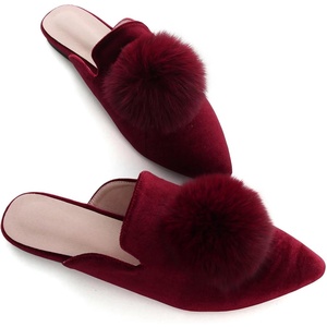 image:imageHee grand Womens Mules Bowknot Suede Comfortable Slip On Flats Closed Pointed Toe Backless Loafers Mules for Women003redvelvet
