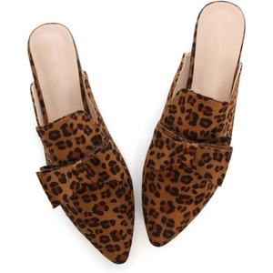 image:imageHee grand Womens Mules Bowknot Suede Comfortable Slip On Flats Closed Pointed Toe Backless Loafers Mules for Women004leopard Brown